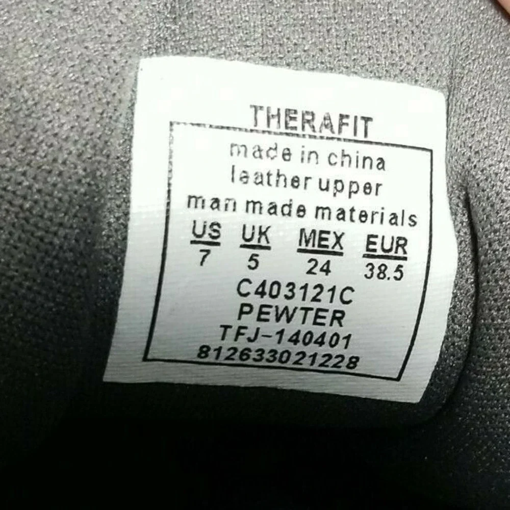 Therafit‎ Womens 7 Pewter Leather Walking Shoes C403121C Metallic Sneakers